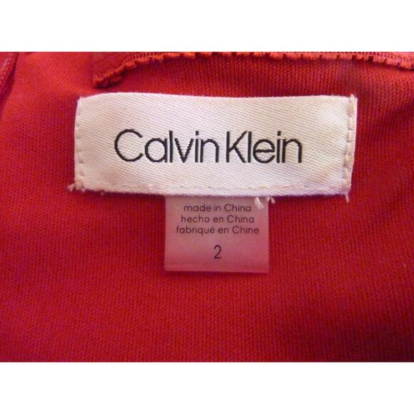 Calvin Klein Red Off Shoulder Cocktail Dress Size 2 Bell Sleeve - Picture 6 of 8